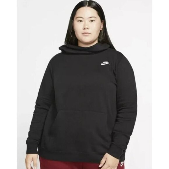 Nike Heritage Fleece Plus Size Mock Neck Long Sleeve Sweatshirt Black Women's 2X - Picture 1 of 9